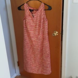 Coral tweed shift dress